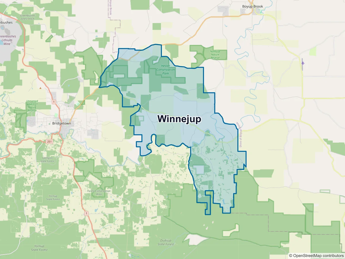 Map of Winnejup, WA, Australia