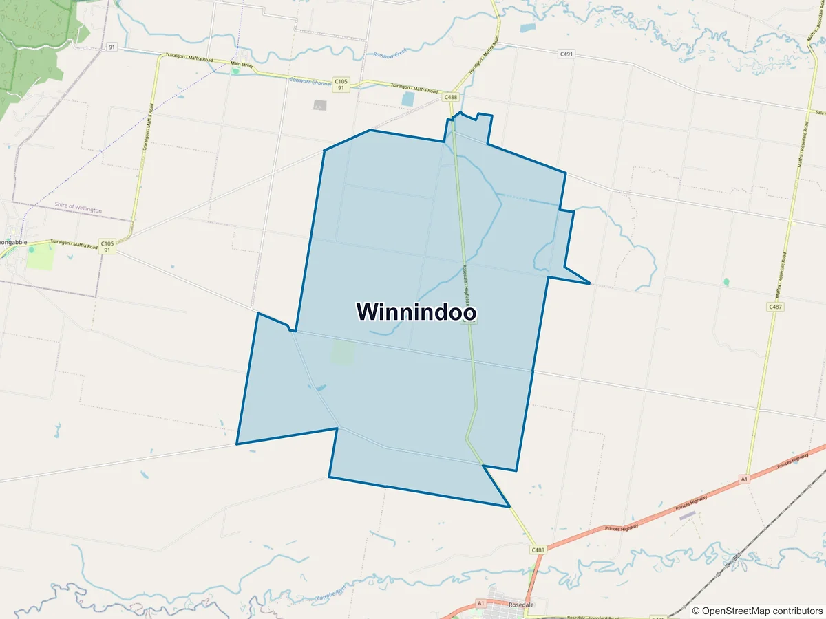 Map of Winnindoo, VIC, Australia