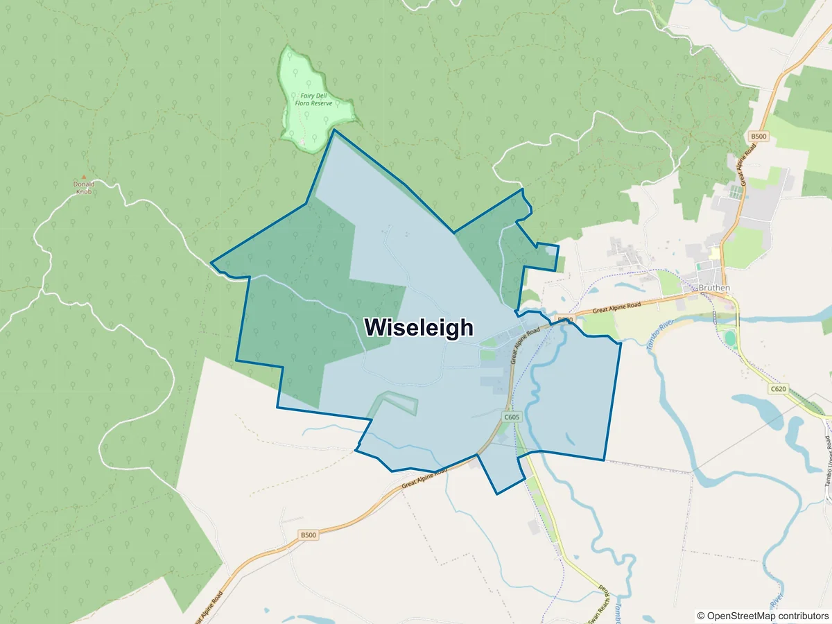 Map of Wiseleigh, VIC, Australia