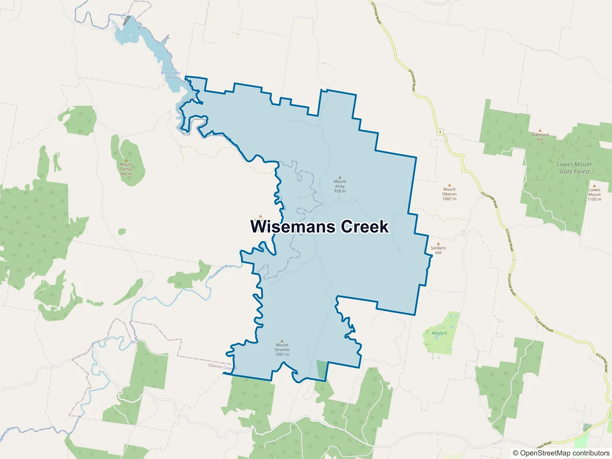 Map of Wisemans Creek, NSW, Australia