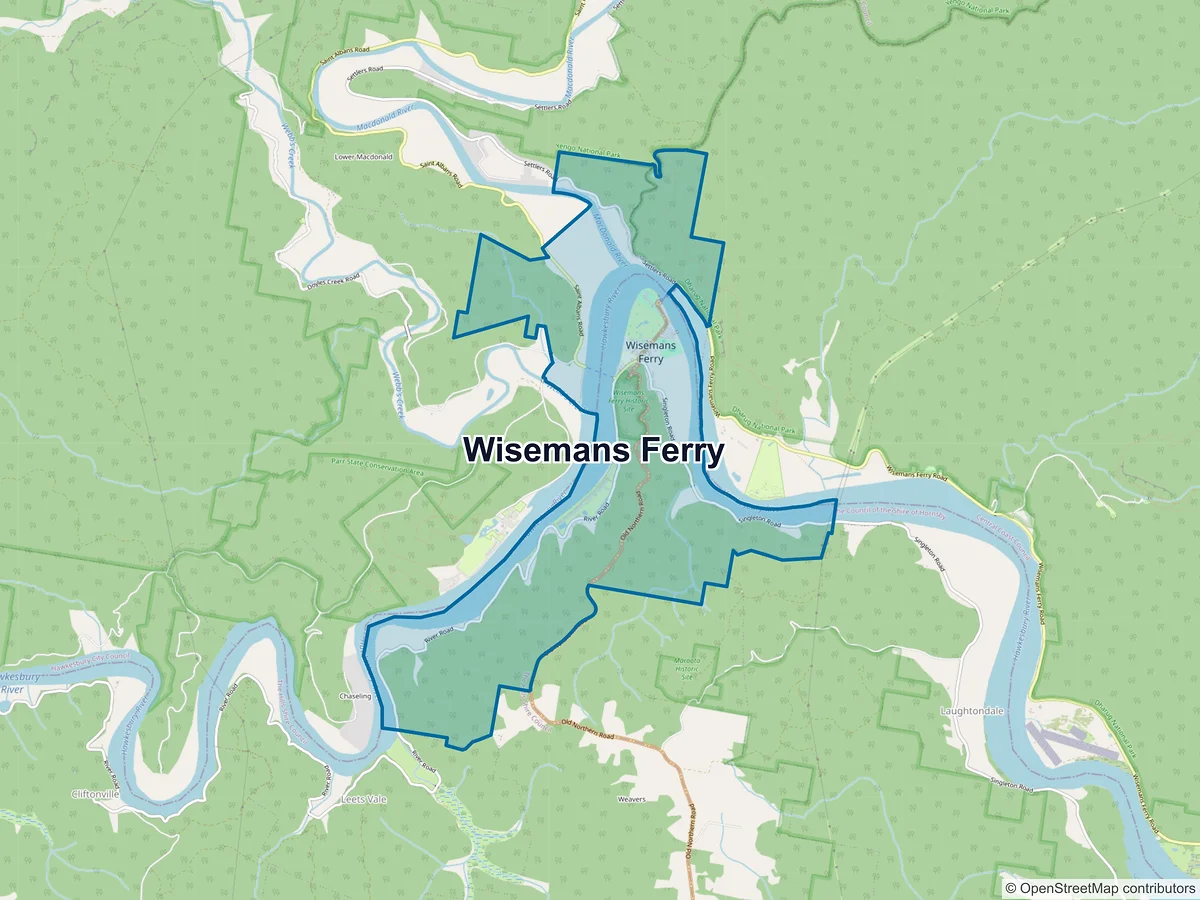 Map of Wisemans Ferry, NSW, Australia