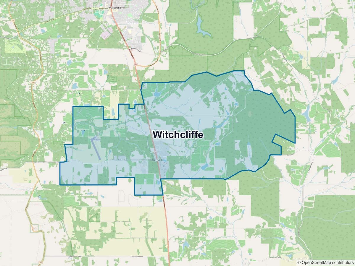 Map of Witchcliffe, WA, Australia