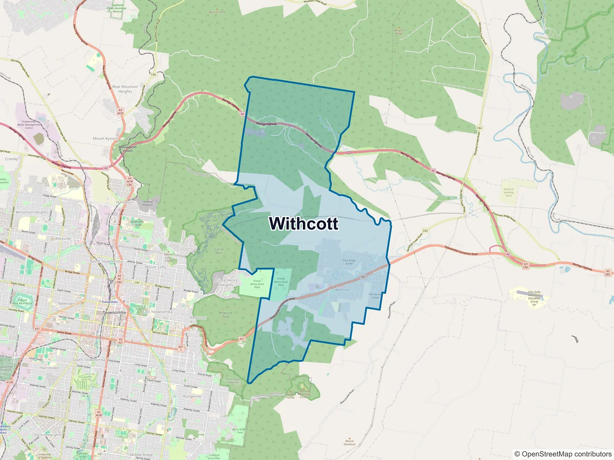Map of Withcott, QLD, Australia