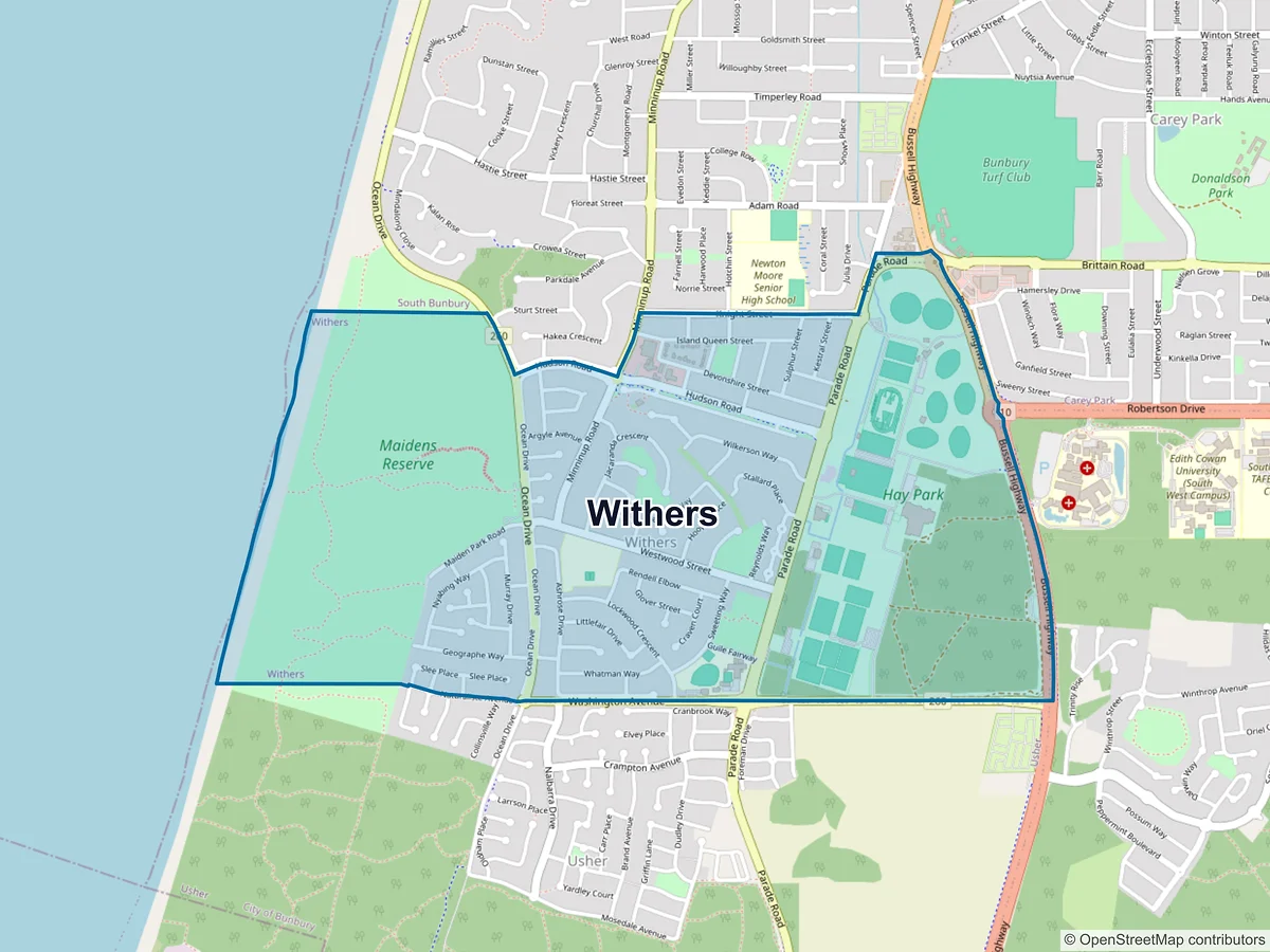 Map of Withers, WA, Australia