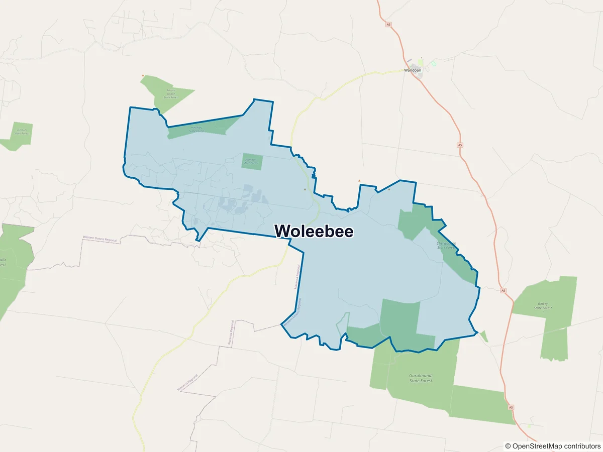 Map of Woleebee, QLD, Australia