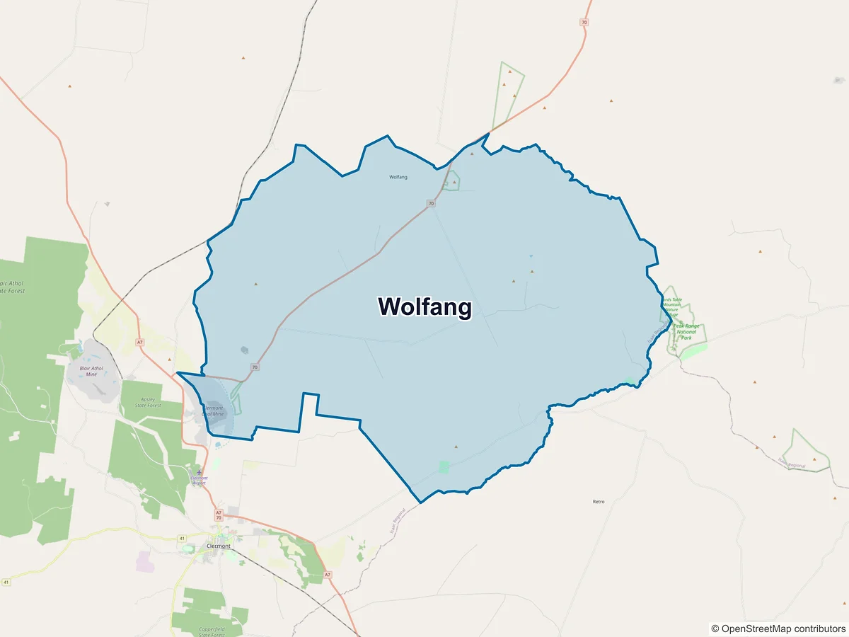 Map of Wolfang, QLD, Australia