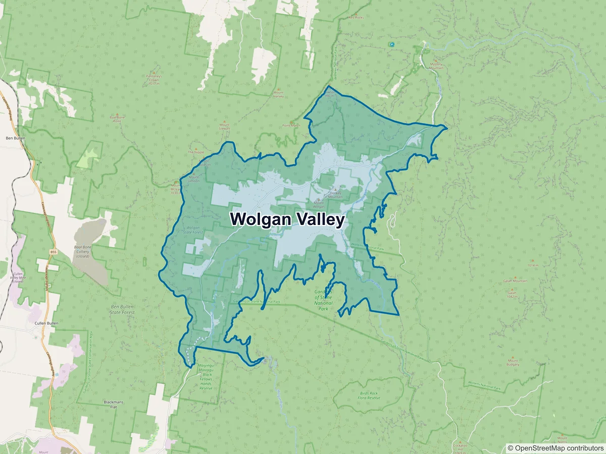 Map of Wolgan Valley, NSW, Australia