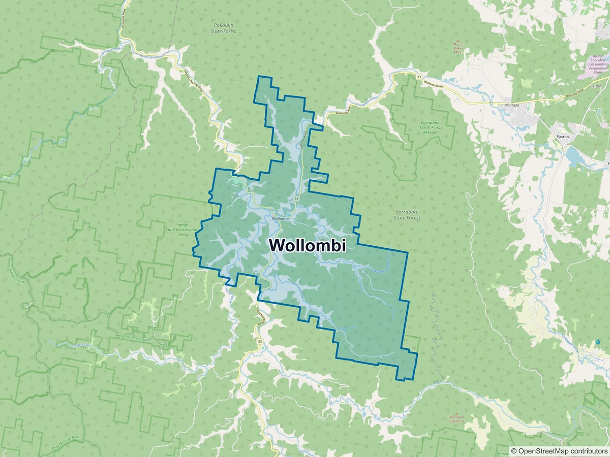 Map of Wollombi, NSW, Australia