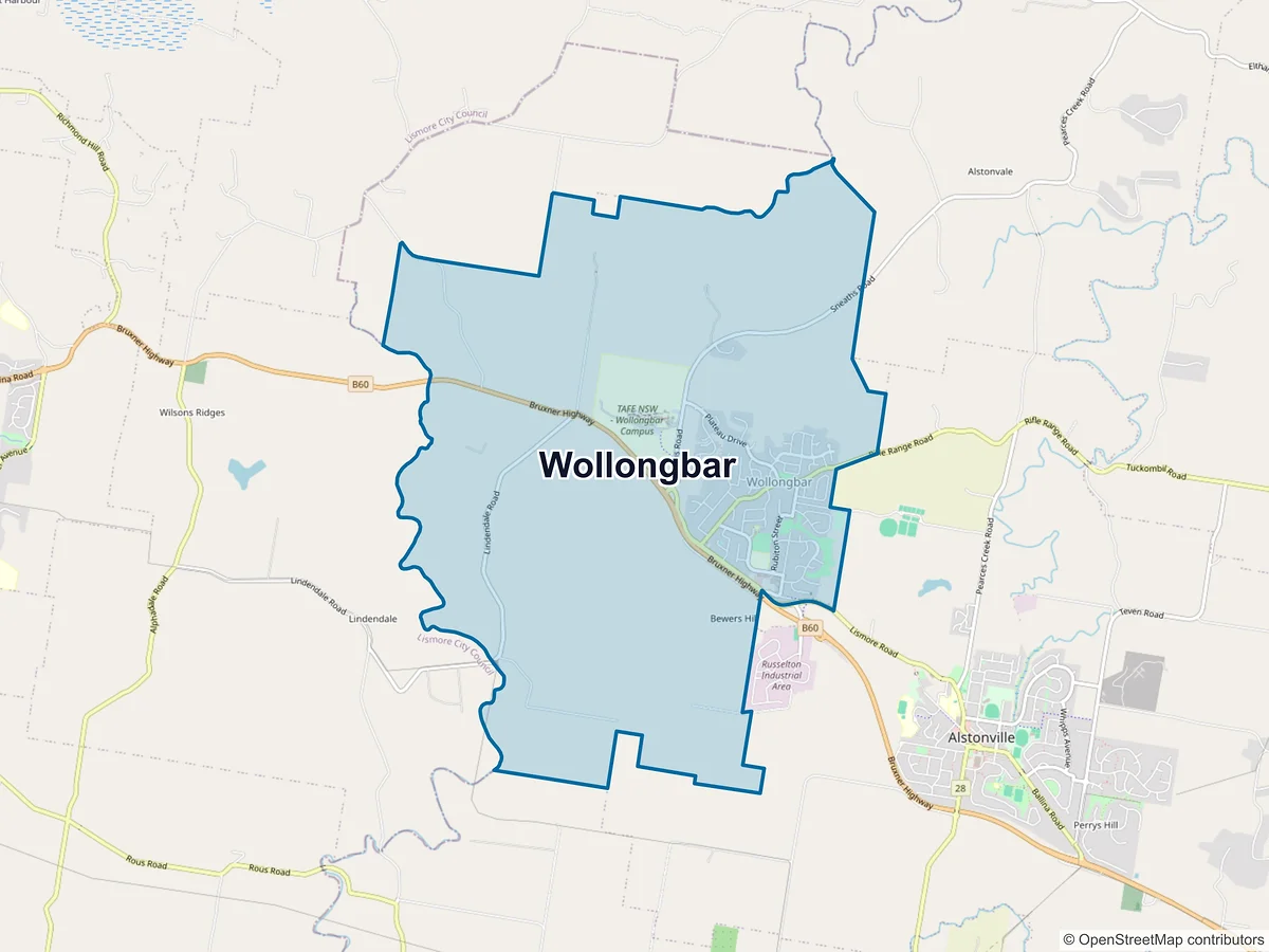 Map of Wollongbar, NSW, Australia