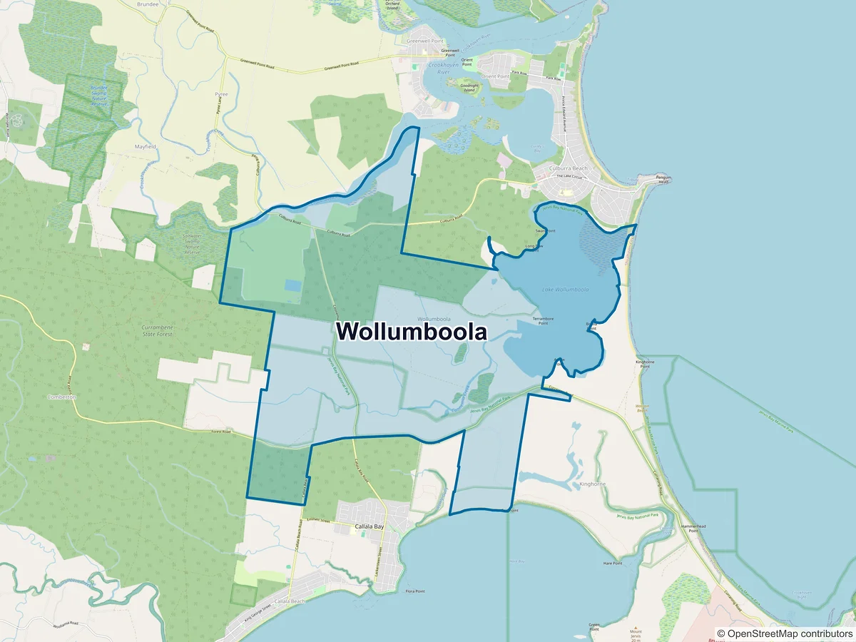 Map of Wollumboola, NSW, Australia