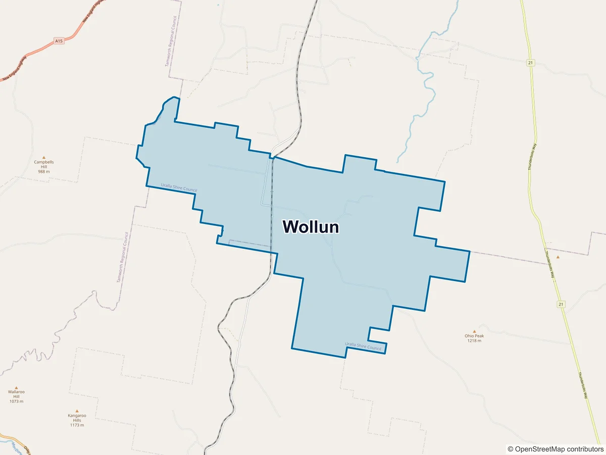 Map of Wollun, NSW, Australia