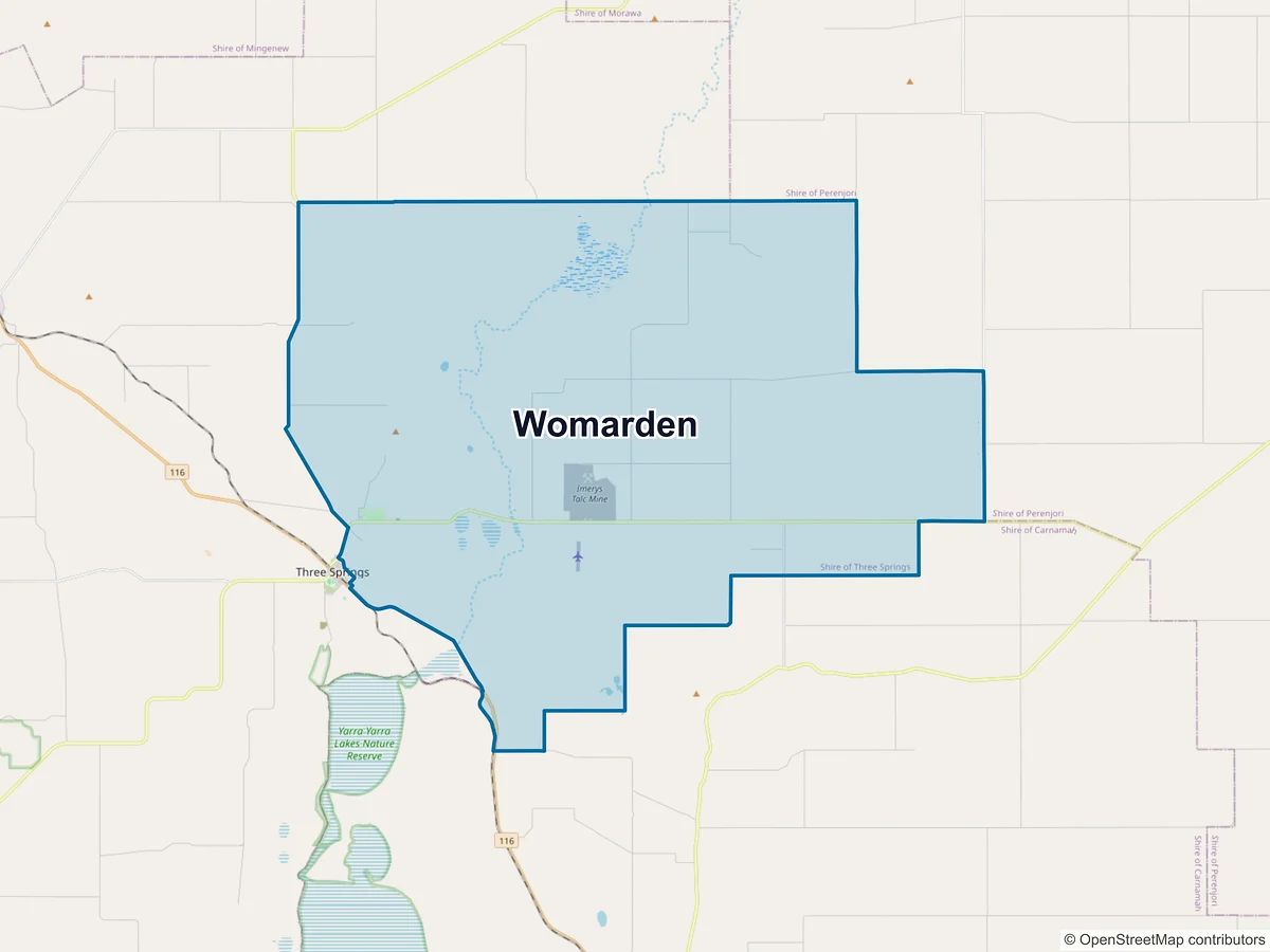 Map of Womarden, WA, Australia