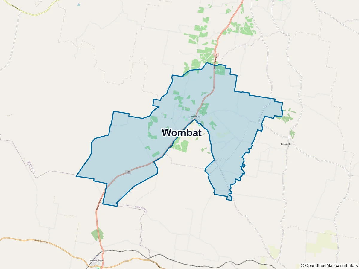 Map of Wombat, NSW, Australia