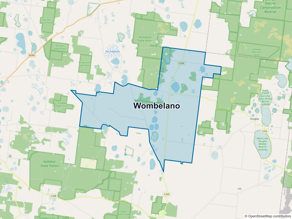 Map of Wombelano, VIC, Australia