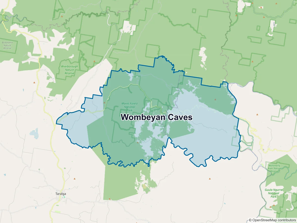 Map of Wombeyan Caves, NSW, Australia