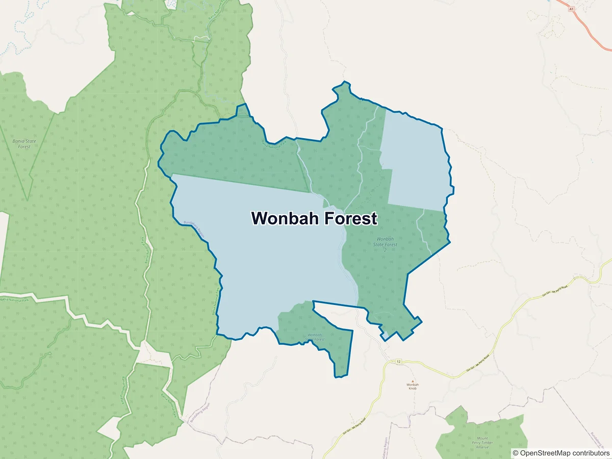 Map of Wonbah Forest, QLD, Australia