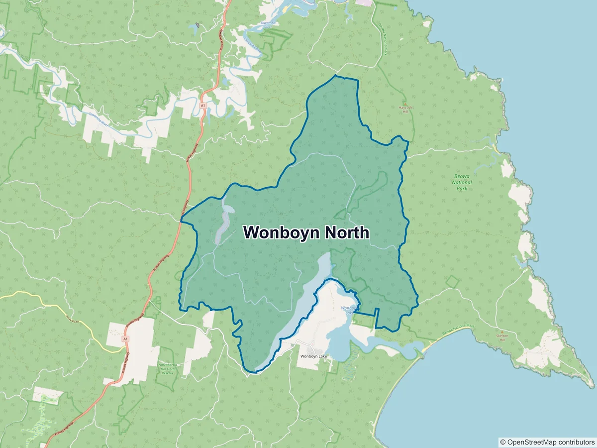 Map of Wonboyn North, NSW, Australia