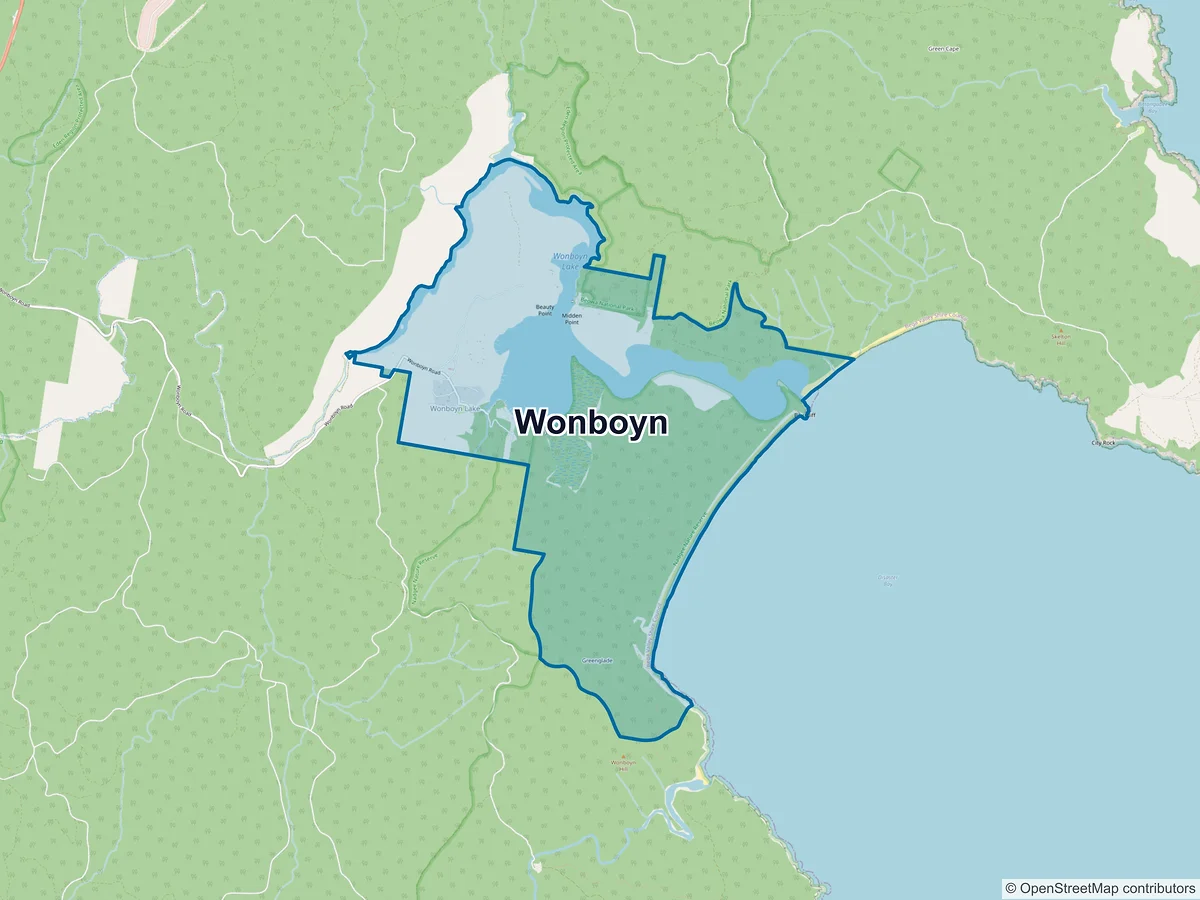 Map of Wonboyn, NSW, Australia