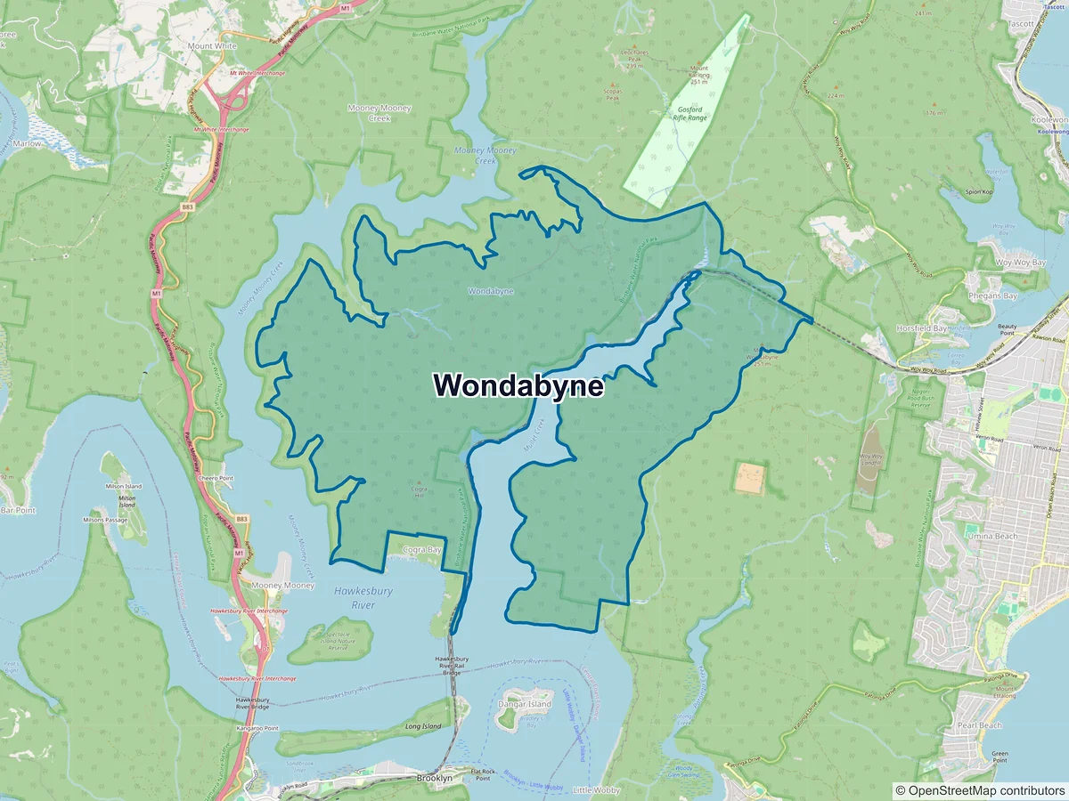 Map of Wondabyne, NSW, Australia