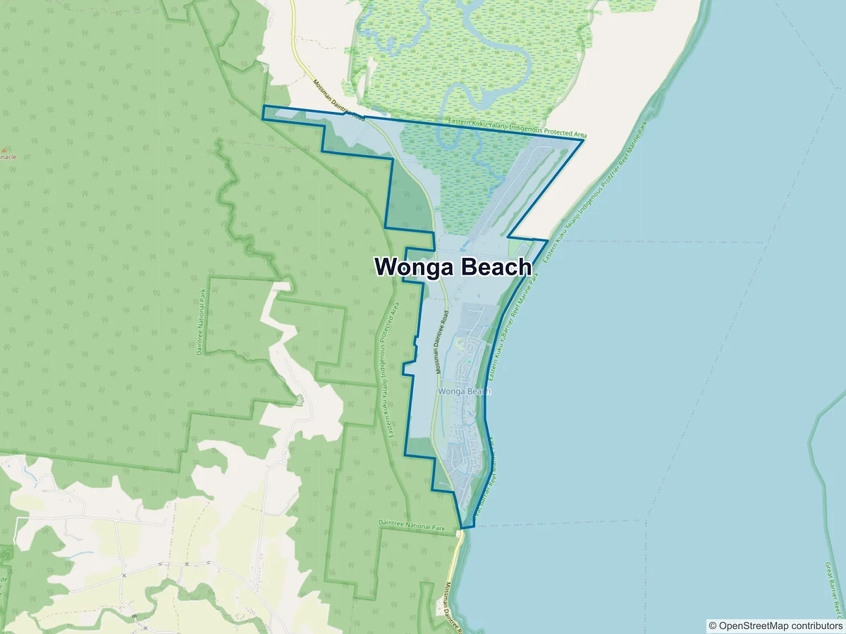 Map of Wonga Beach, QLD, Australia