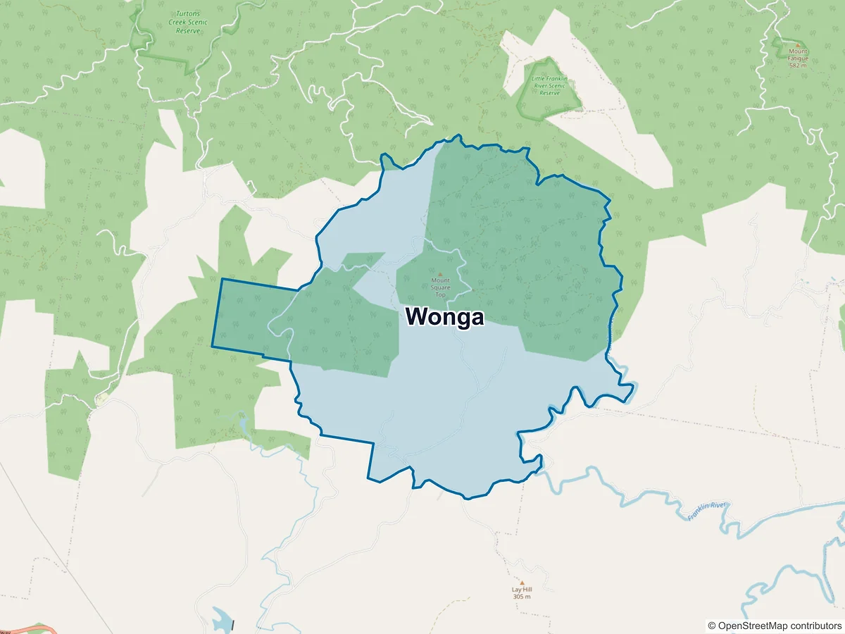 Map of Wonga, VIC, Australia