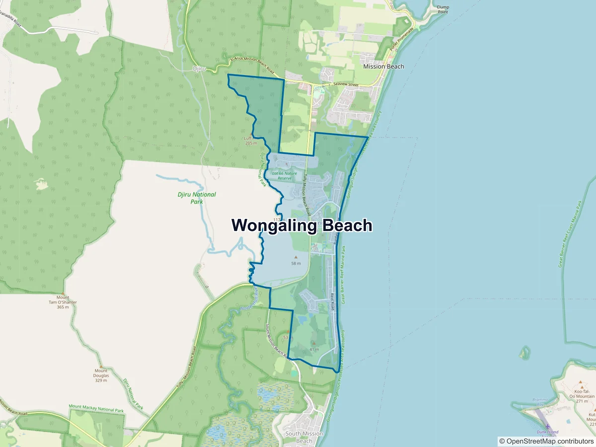 Map of Wongaling Beach, QLD, Australia