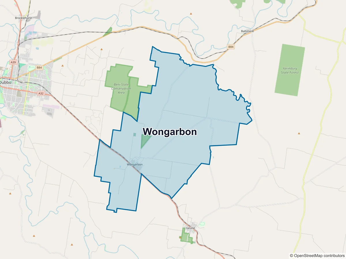 Map of Wongarbon, NSW, Australia