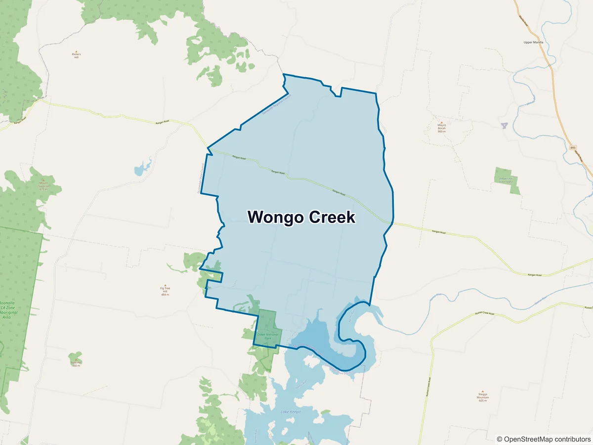Map of Wongo Creek, NSW, Australia