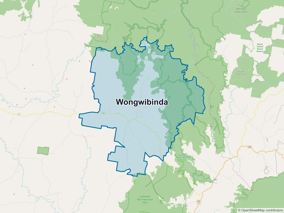 Map of Wongwibinda, NSW, Australia