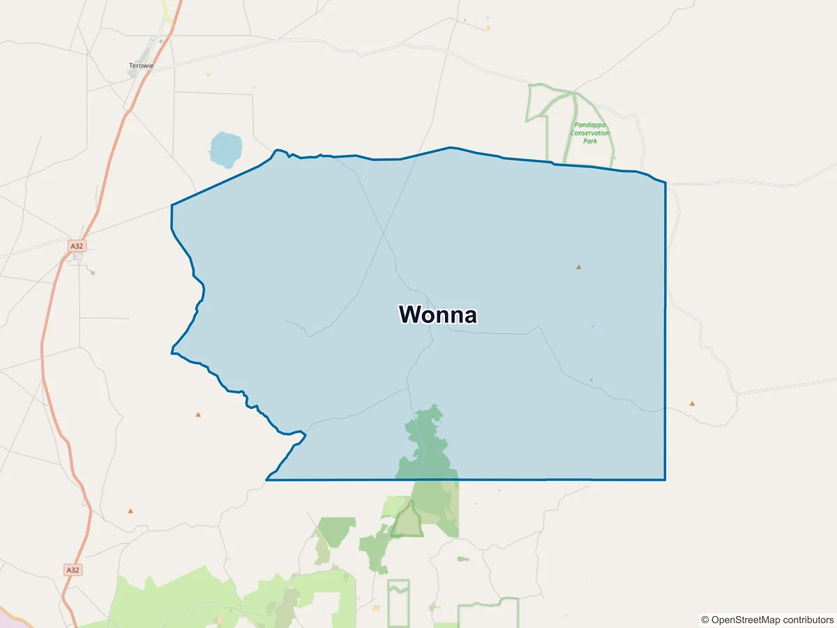 Map of Wonna, SA, Australia