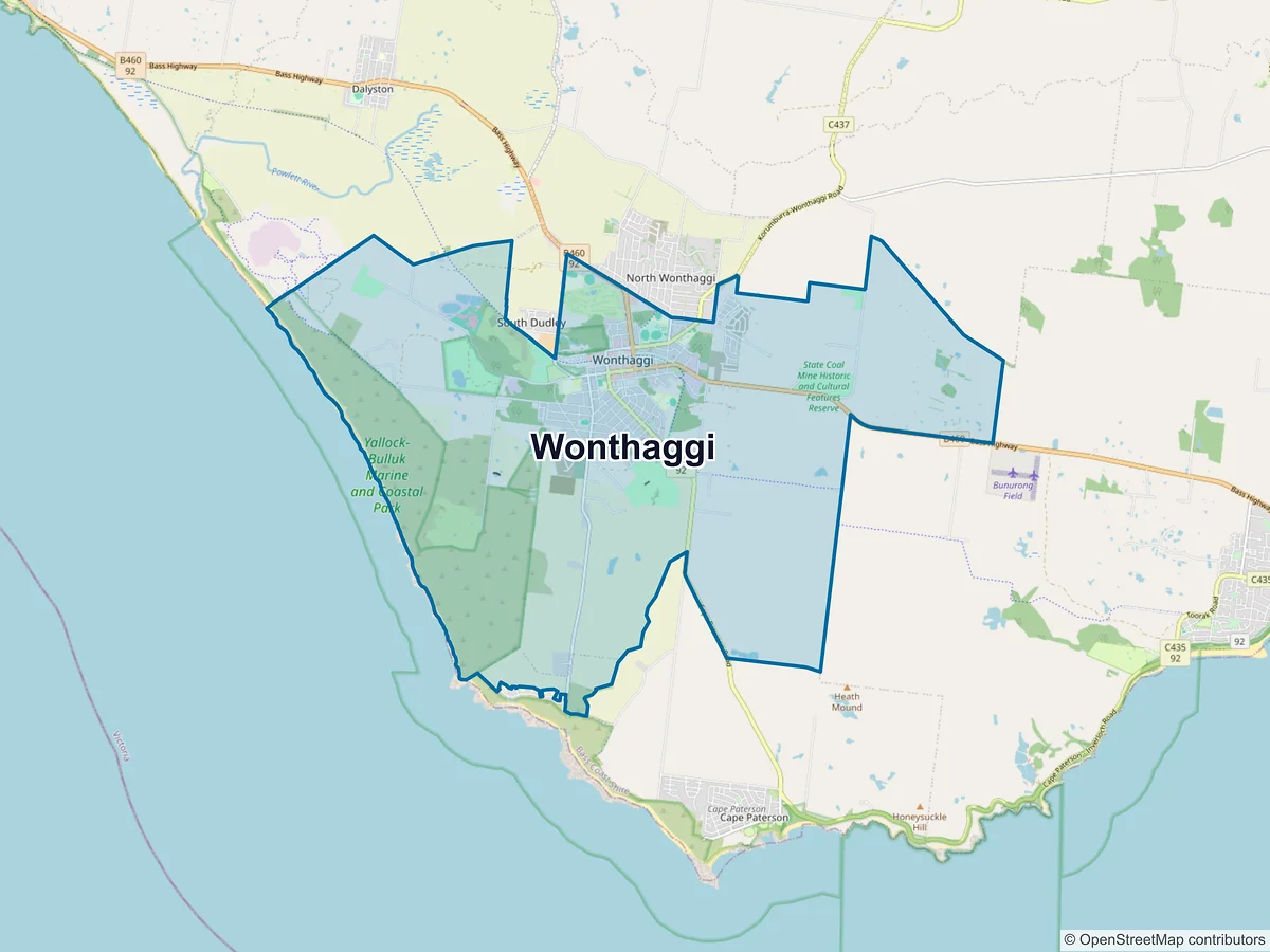 Map of Wonthaggi, VIC, Australia