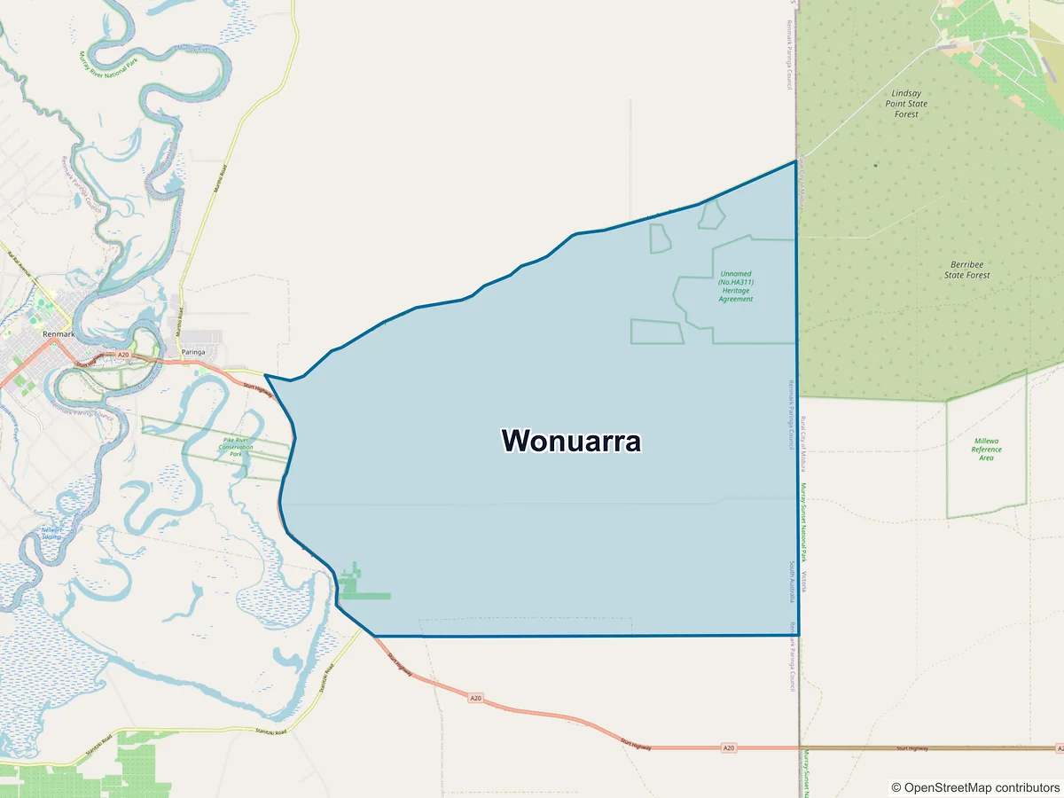 Map of Wonuarra, SA, Australia