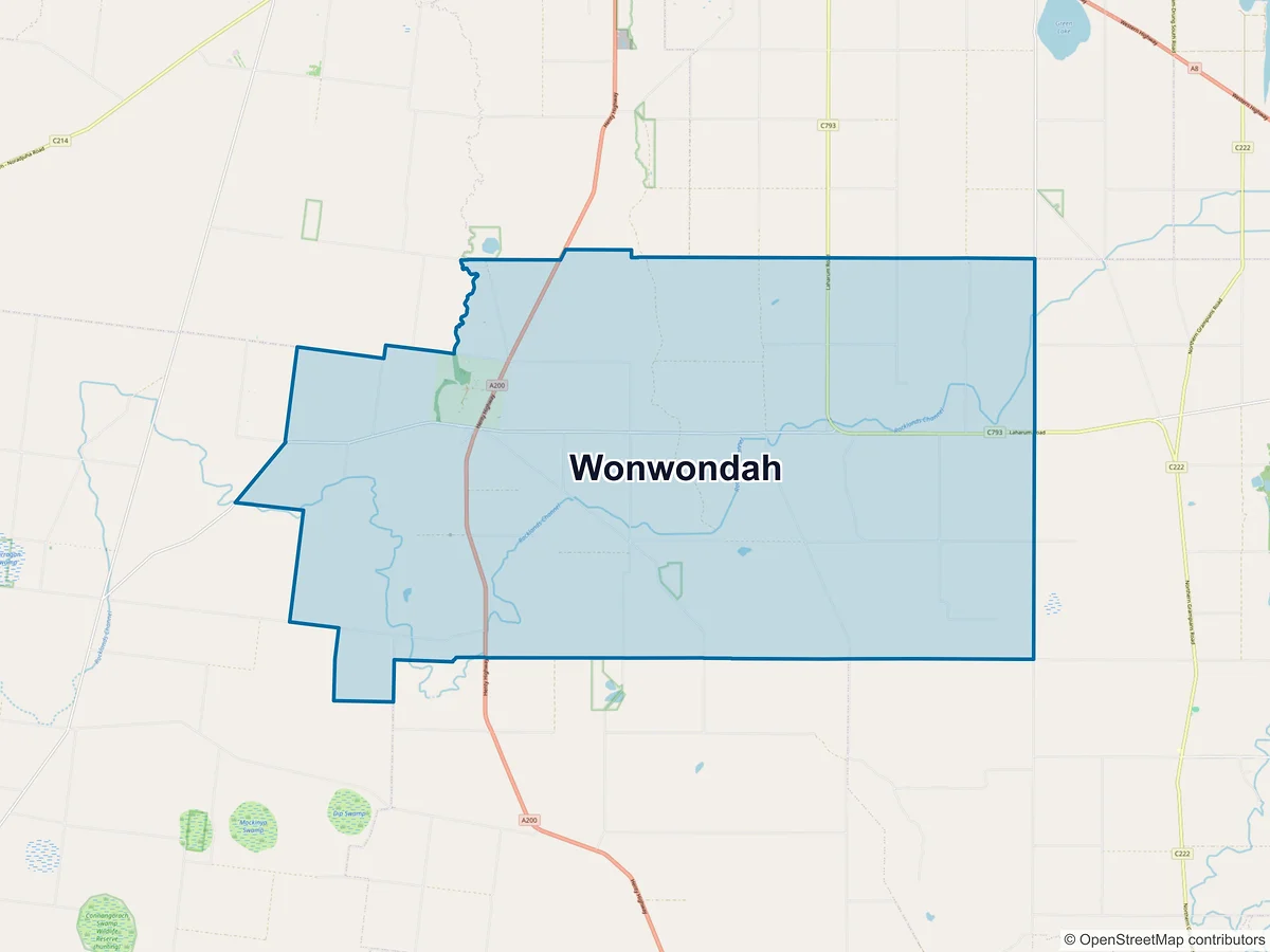 Map of Wonwondah, VIC, Australia