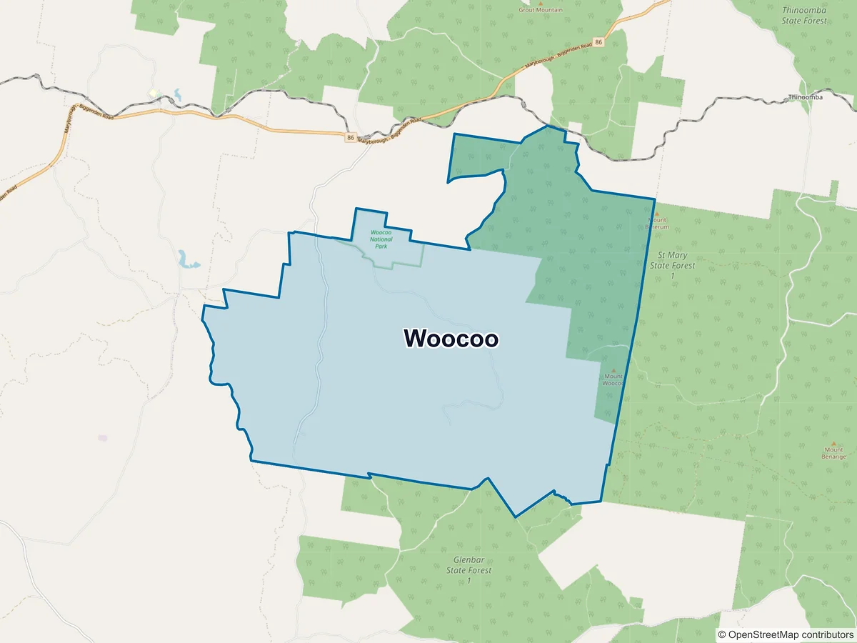 Map of Woocoo, QLD, Australia