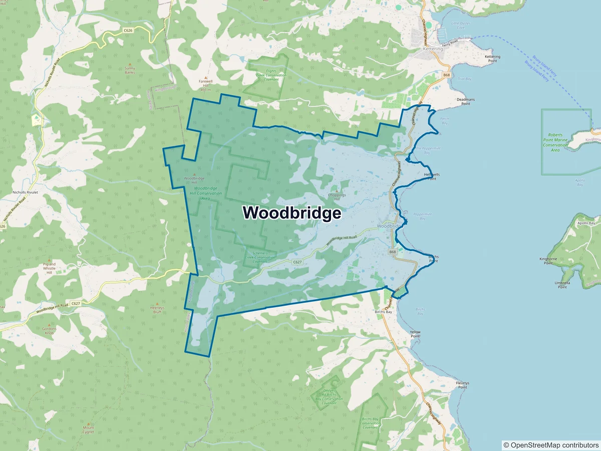 Map of Woodbridge, TAS, Australia