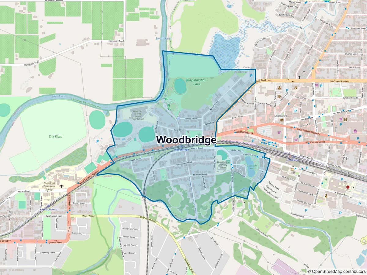 Map of Woodbridge, WA, Australia