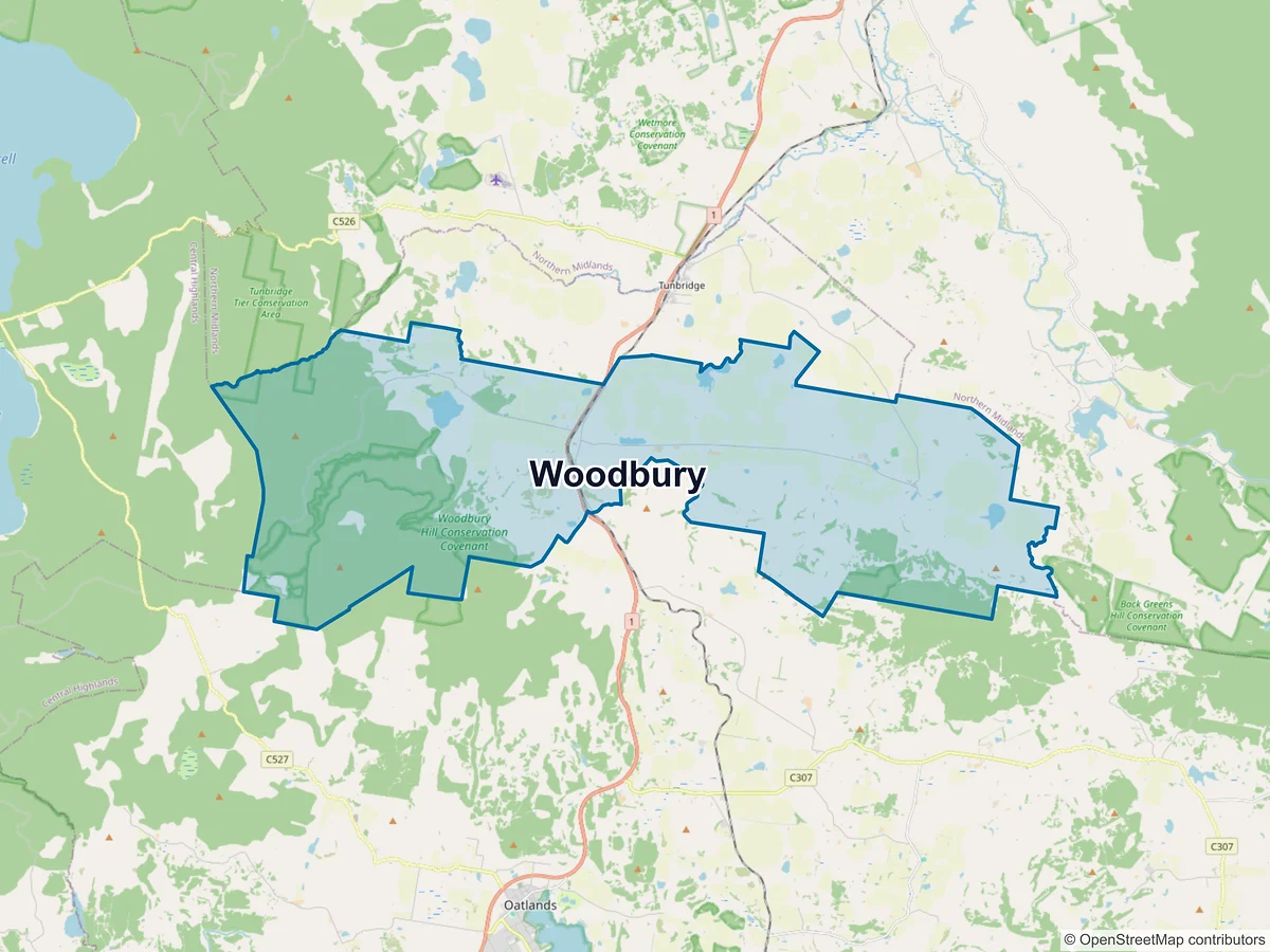 Map of Woodbury, TAS, Australia