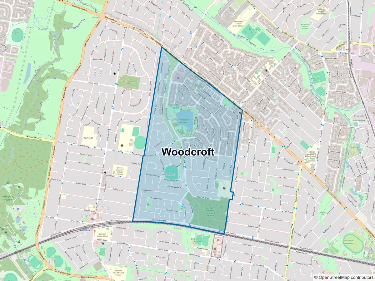 Map of Woodcroft, NSW, Australia