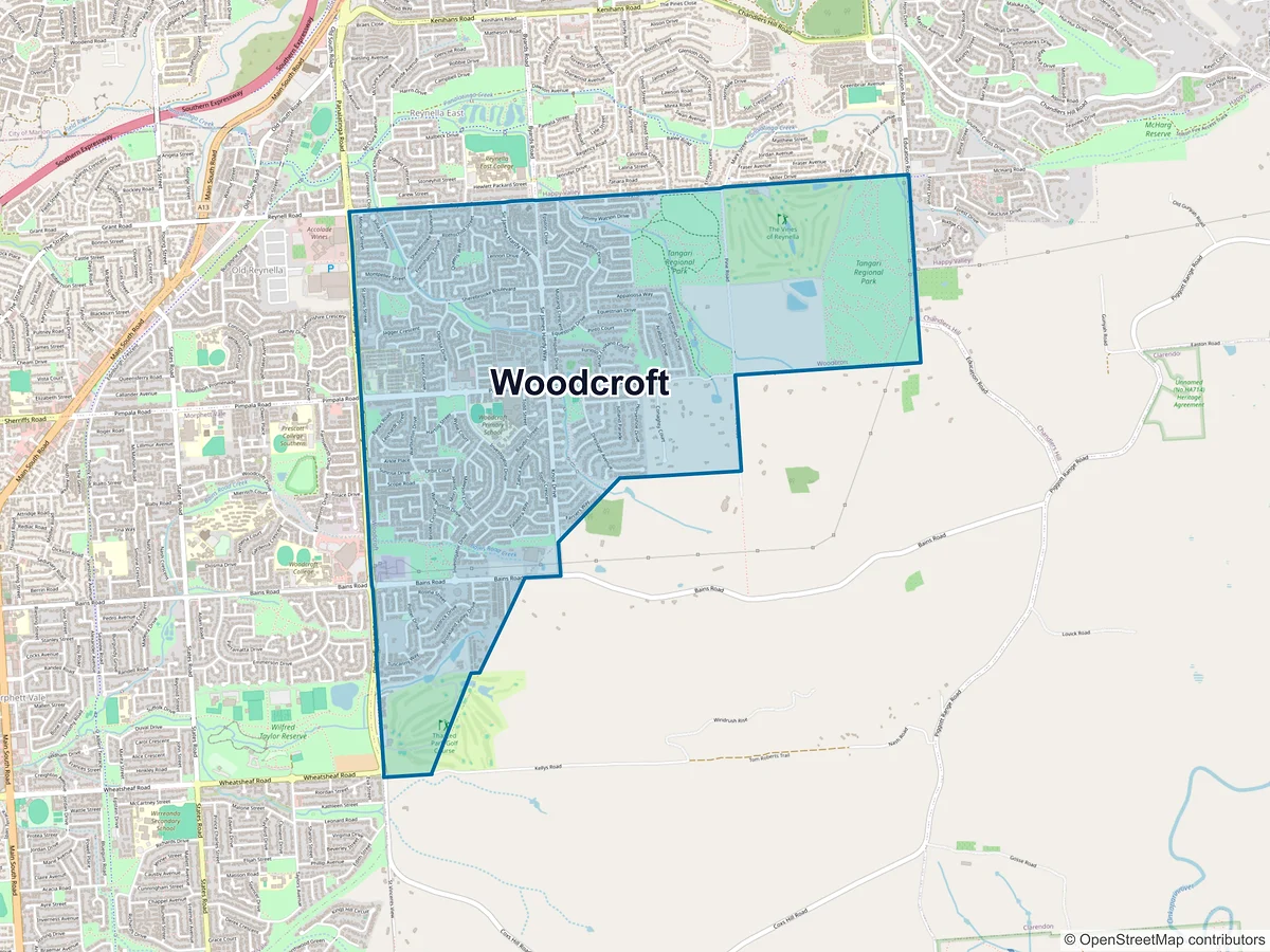 Map of Woodcroft, SA, Australia