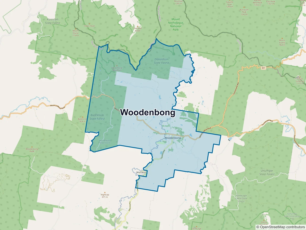 Map of Woodenbong, NSW, Australia