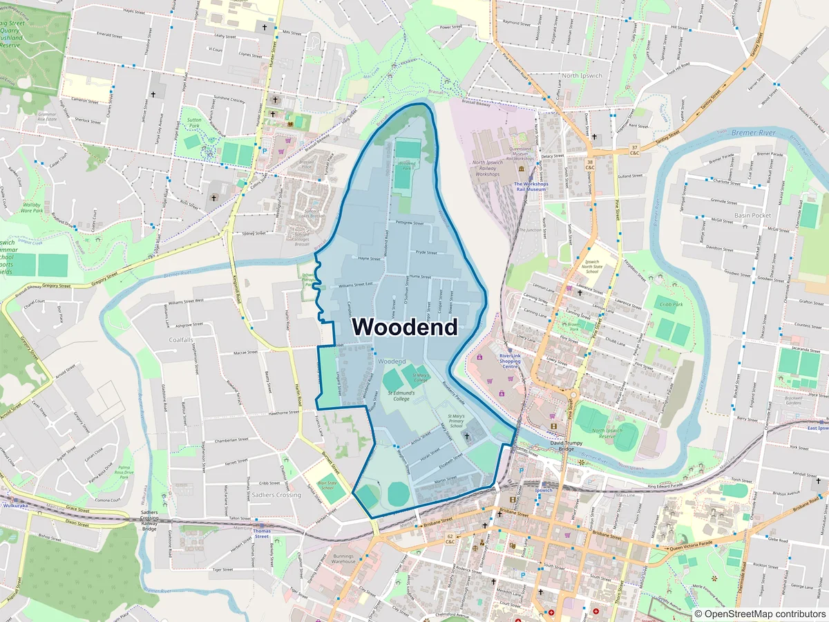 Map of Woodend, QLD, Australia
