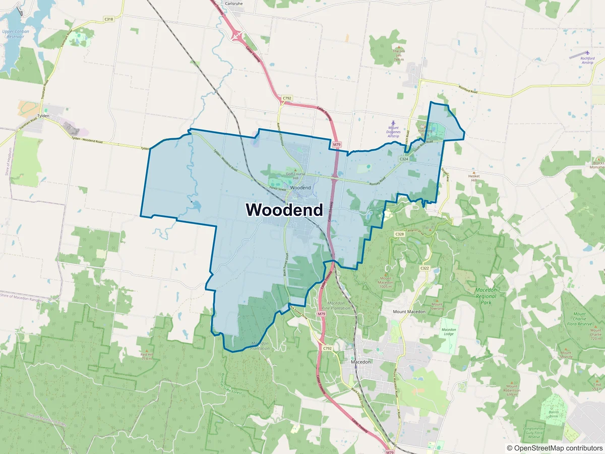 Map of Woodend, VIC, Australia