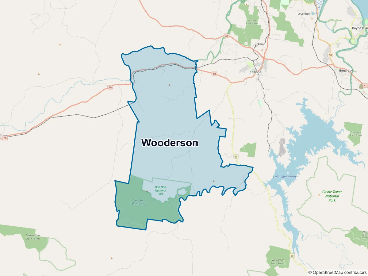 Map of Wooderson, QLD, Australia