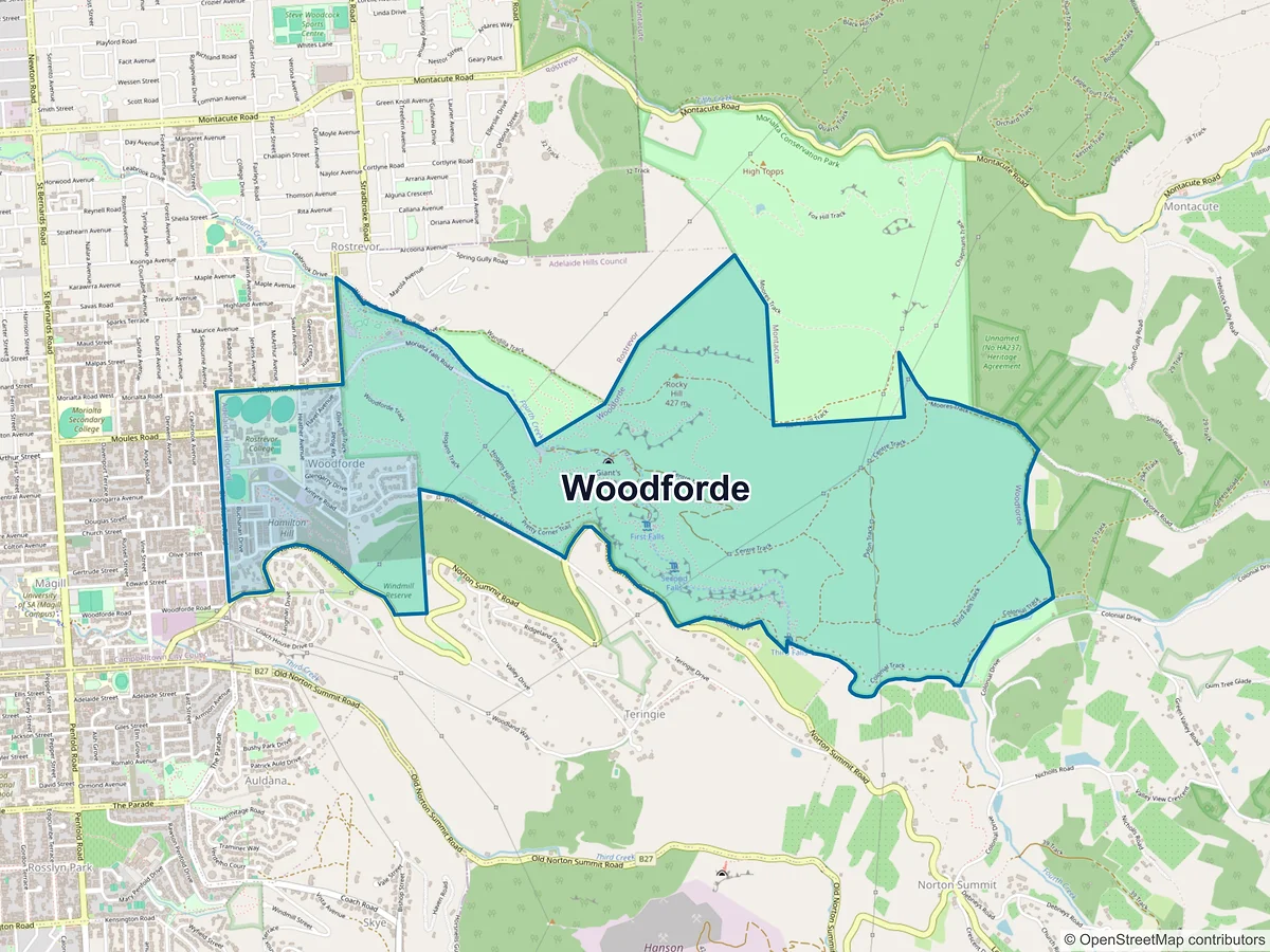 Map of Woodforde, SA, Australia