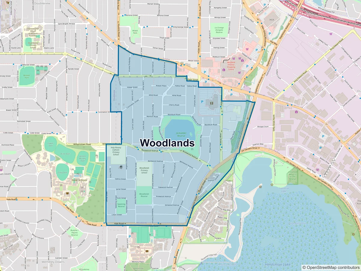 Map of Woodlands, WA, Australia