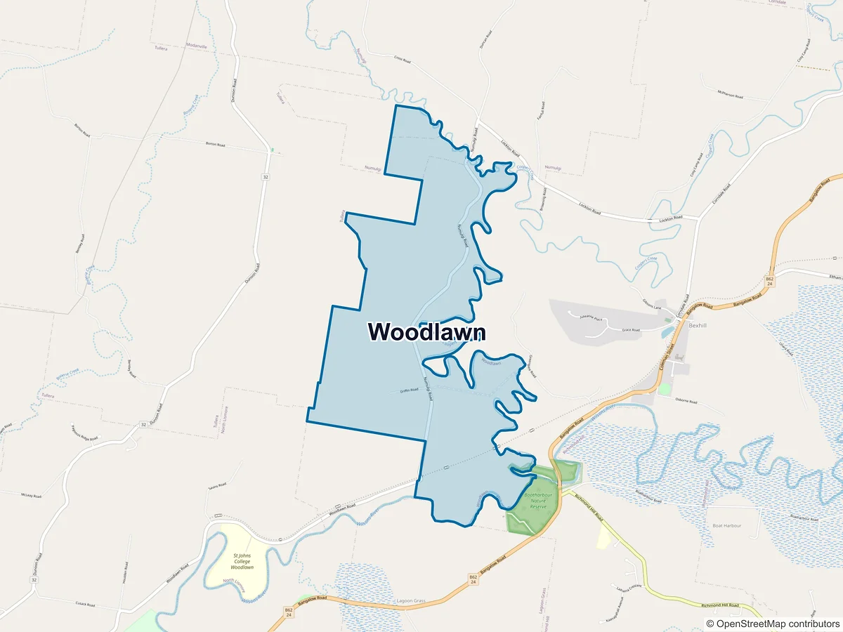 Map of Woodlawn, NSW, Australia