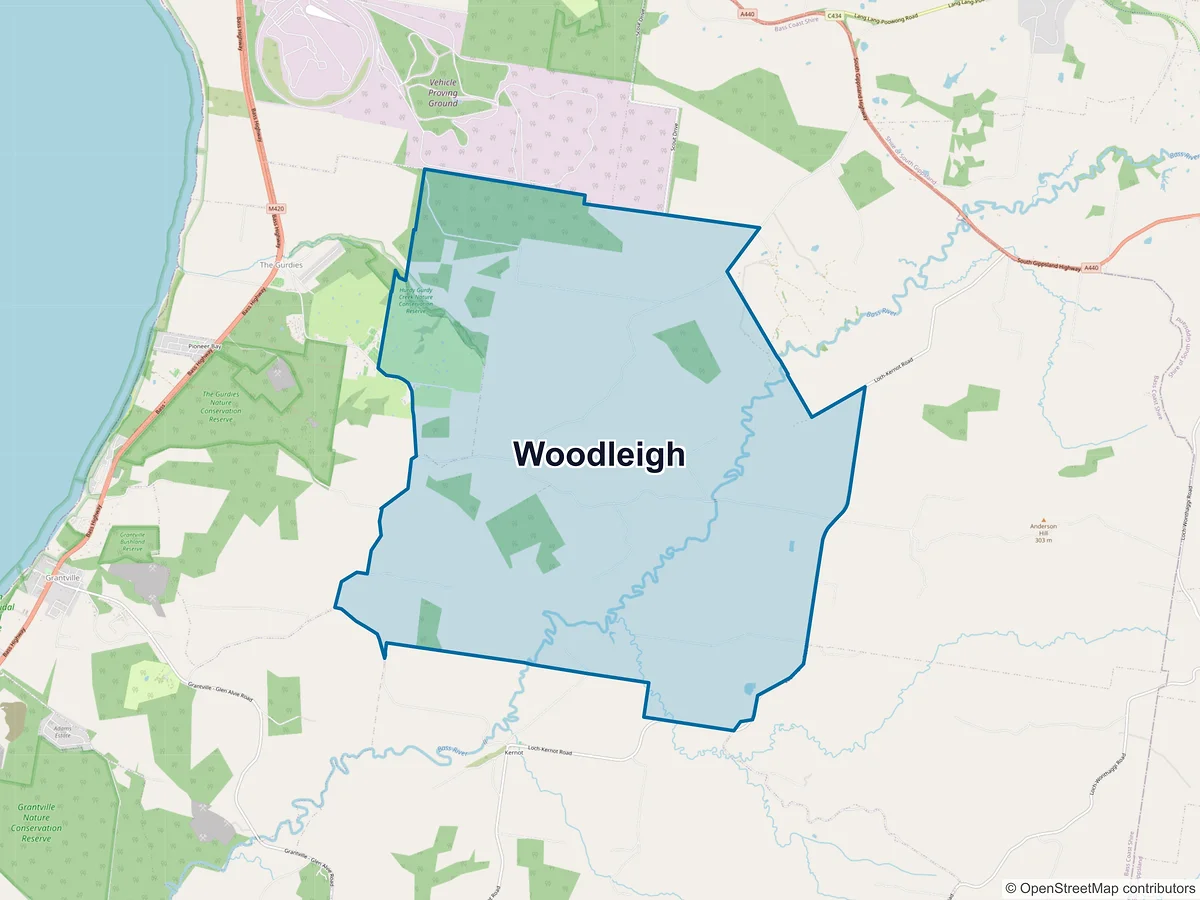Map of Woodleigh, VIC, Australia