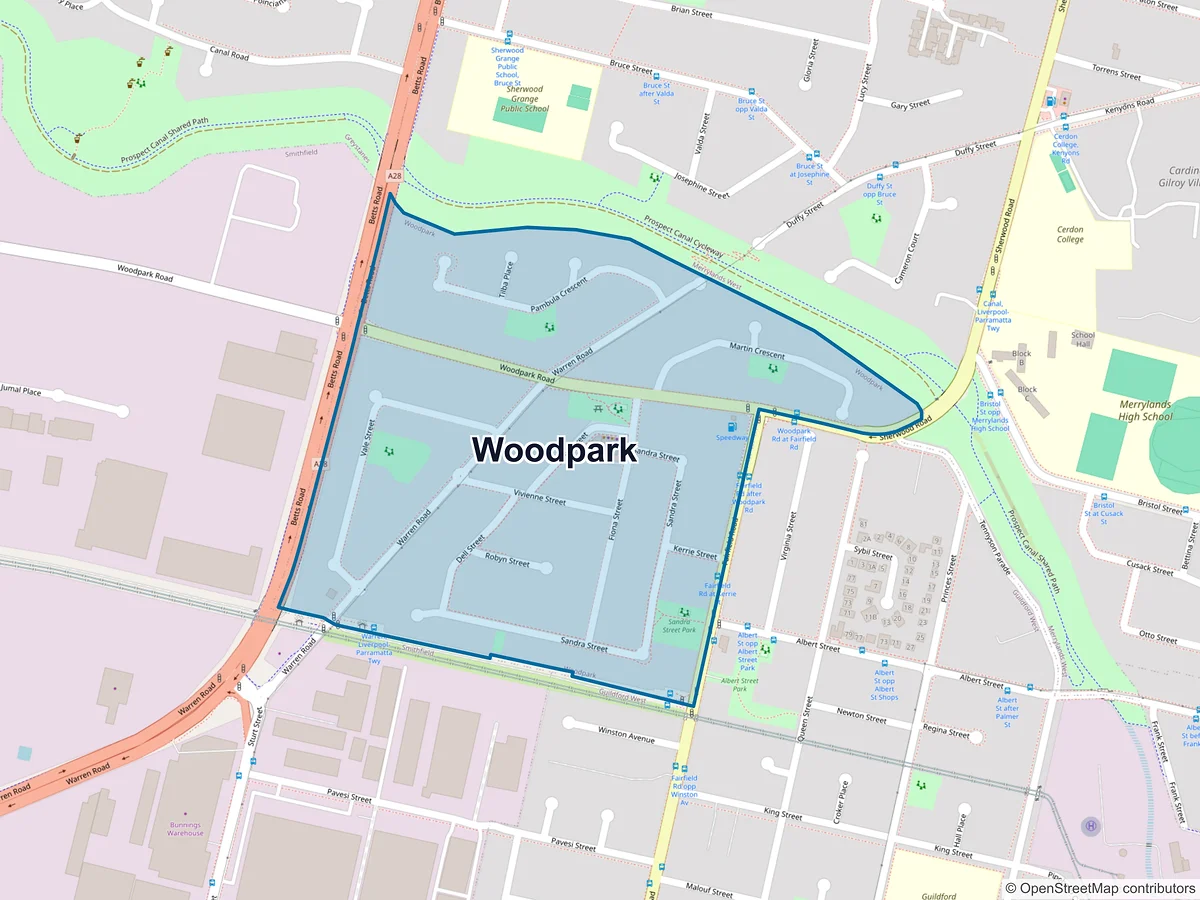 Map of Woodpark, NSW, Australia