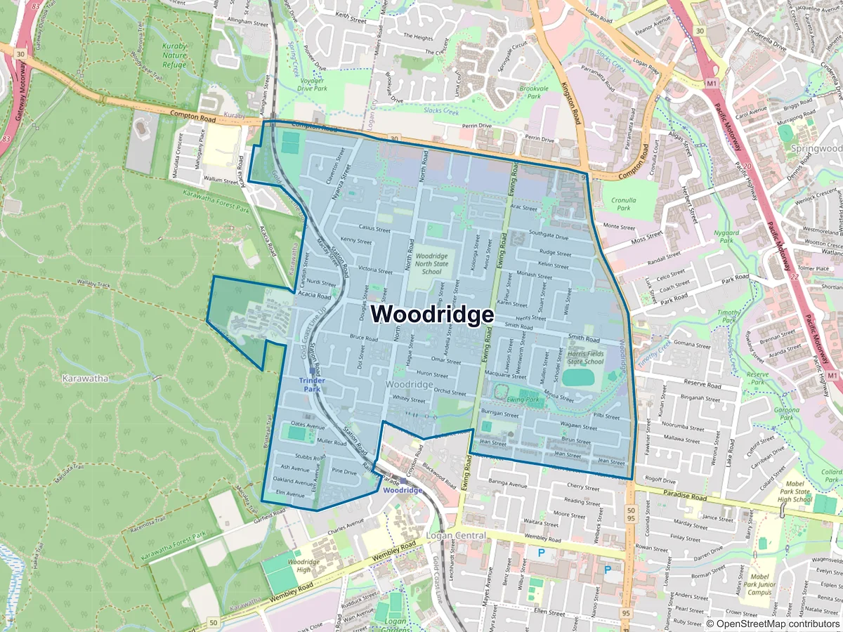 Map of Woodridge, QLD, Australia