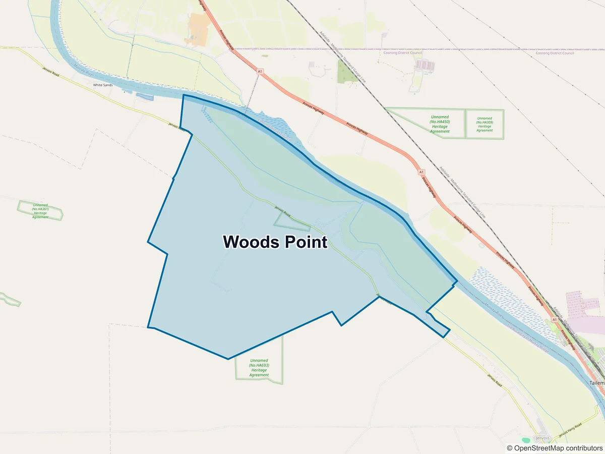 Map of Woods Point, SA, Australia
